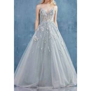 NEW ANDREA & LEO COUTURE floral embroidery ball gown in sage